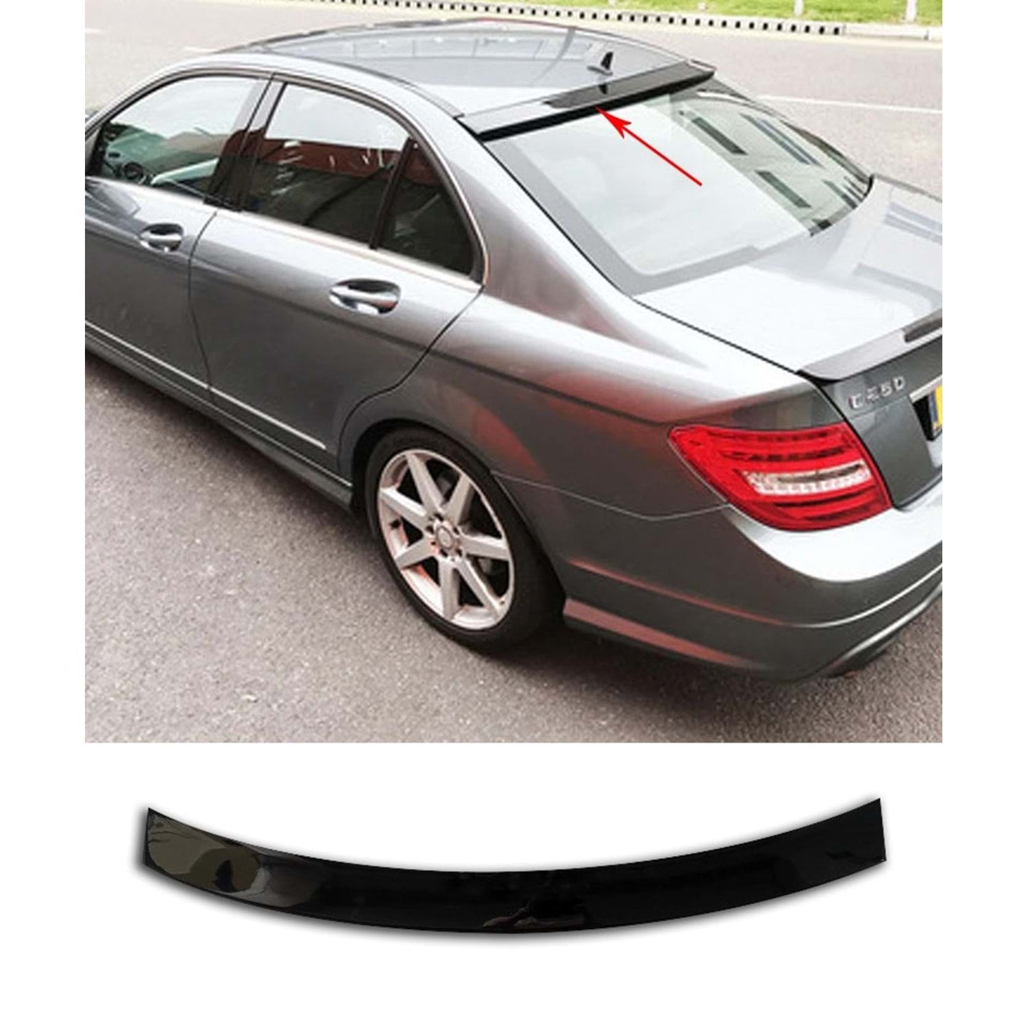 Спойлер за задно стъкло за Mercedes C Class W204 черен пиано лак