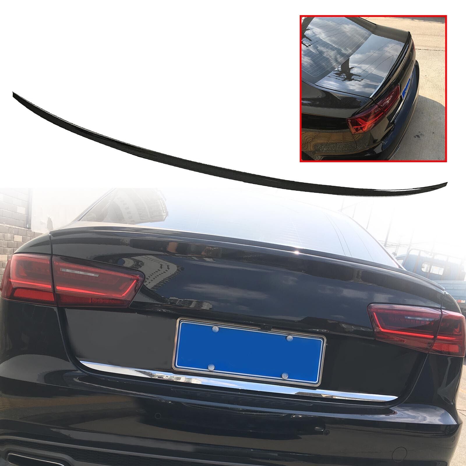 Спойлер за багажник за Audi A6 C8 2018- Черен Пиано Лак Слим Стил