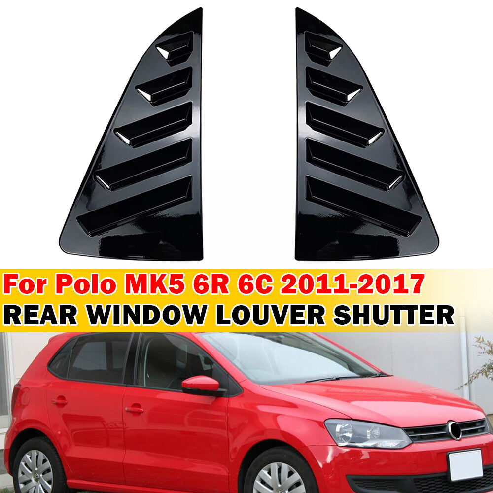 Тунинг добавки за задни странични стъкла – VW Polo (2009–2017), черен гланц