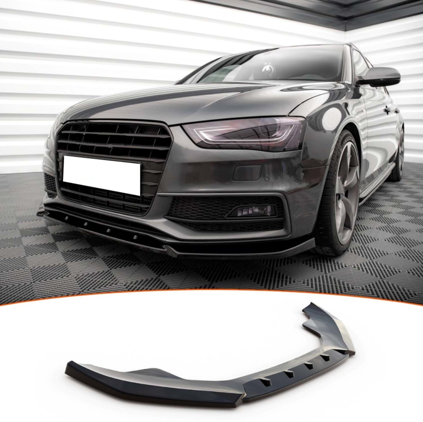 Преден спойлер за Audi A4 B8.5 Ауди А4 Б8.5 2011-2015 S-Line С-лайн Черен Пиано Лак