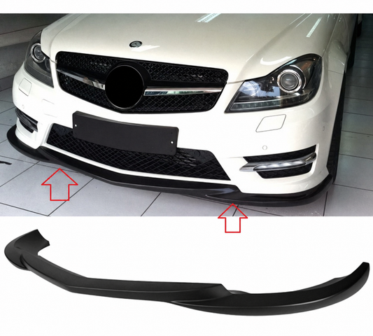 Преден спойлер за AMG броня за Mercedes C Class W204 2011 - 2014 Черен Пиано Лак!