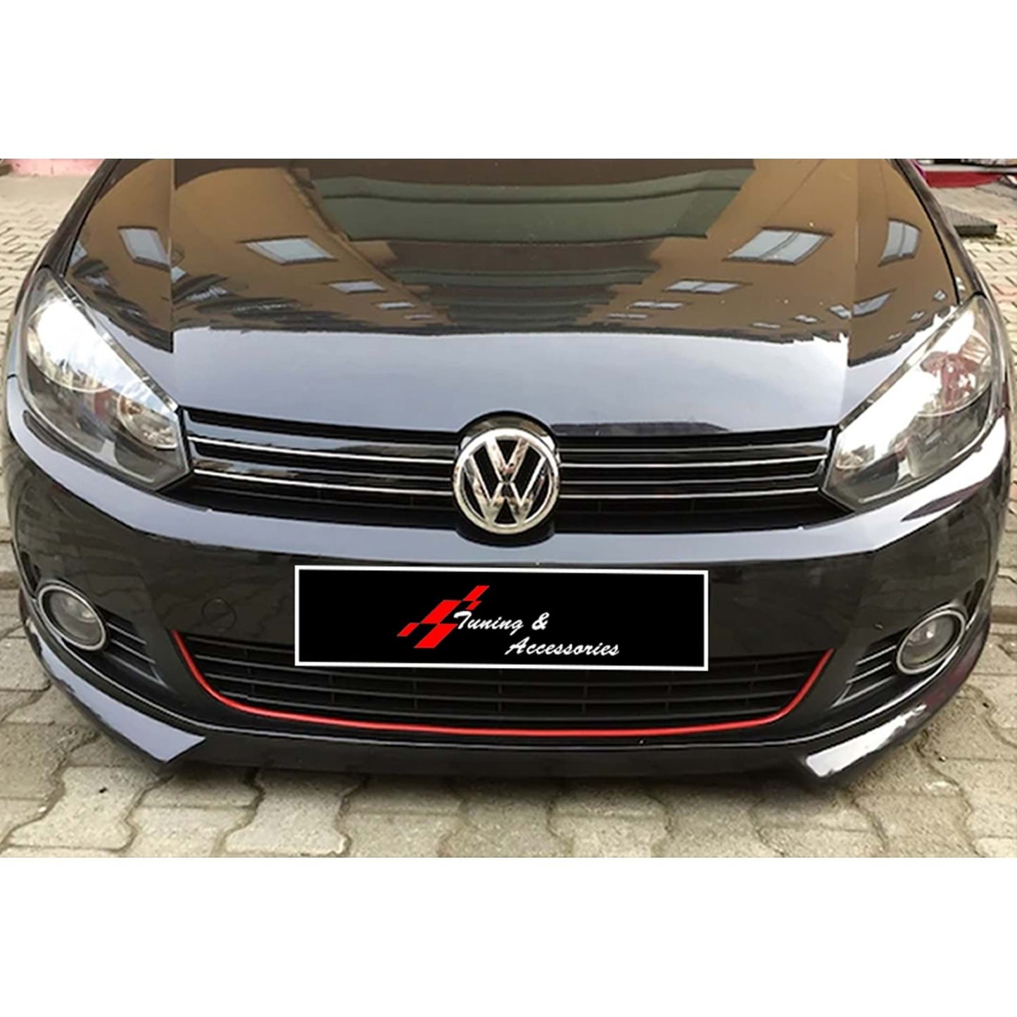 ПРЕДЕН ЛИП СПОЙЛЕР ЗА GOLF 6 ЧЕРЕН ПИАНО ЛАК