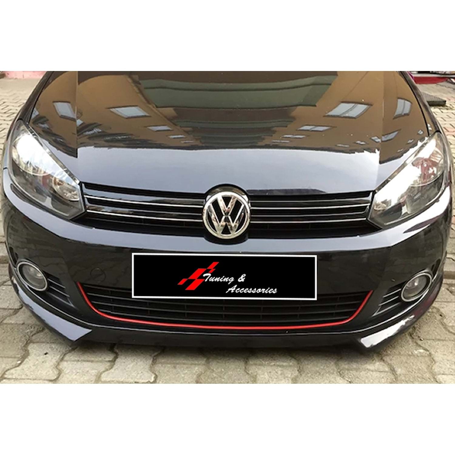 ПРЕДЕН ЛИП СПОЙЛЕР ЗА GOLF 6 ЧЕРЕН ПИАНО ЛАК