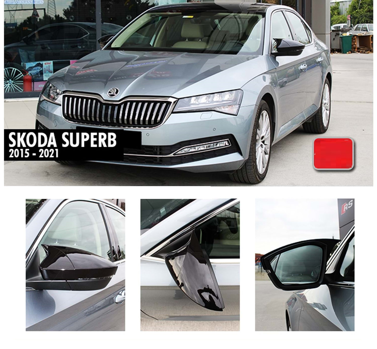 Капаци за Огледала Батман Дизайн за Skoda Superb Шкода Съпърб 2015-2020 Черен Лак!