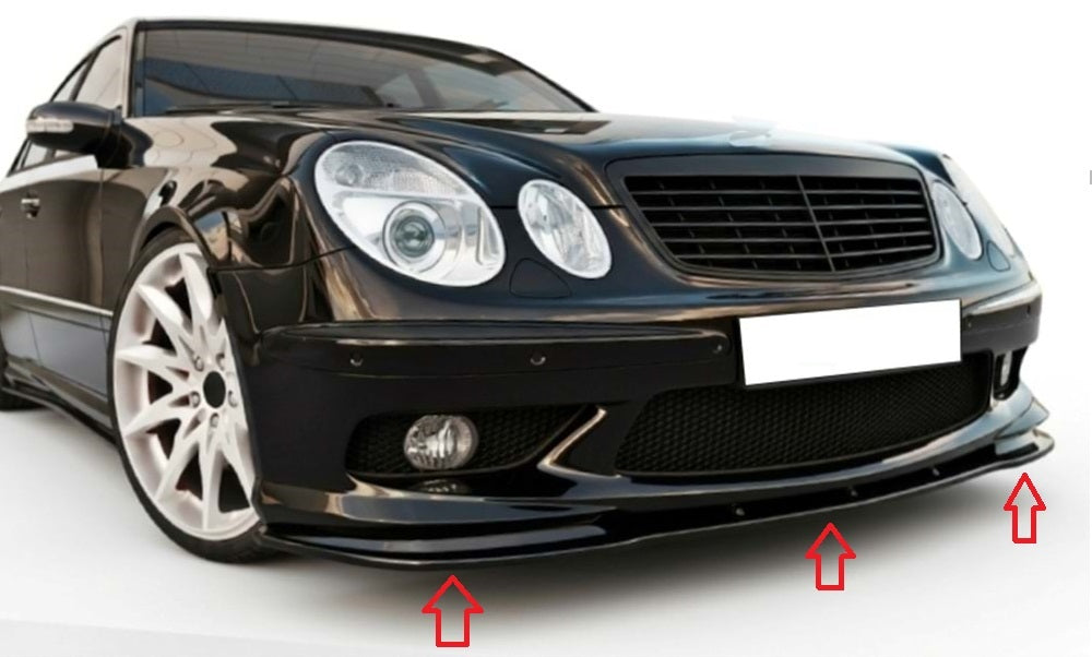 Преден спойлер за AMG броня за Mercedes E class W211 / Мерцедес Е класа В211 2002-2006 Черен Пиано Лак