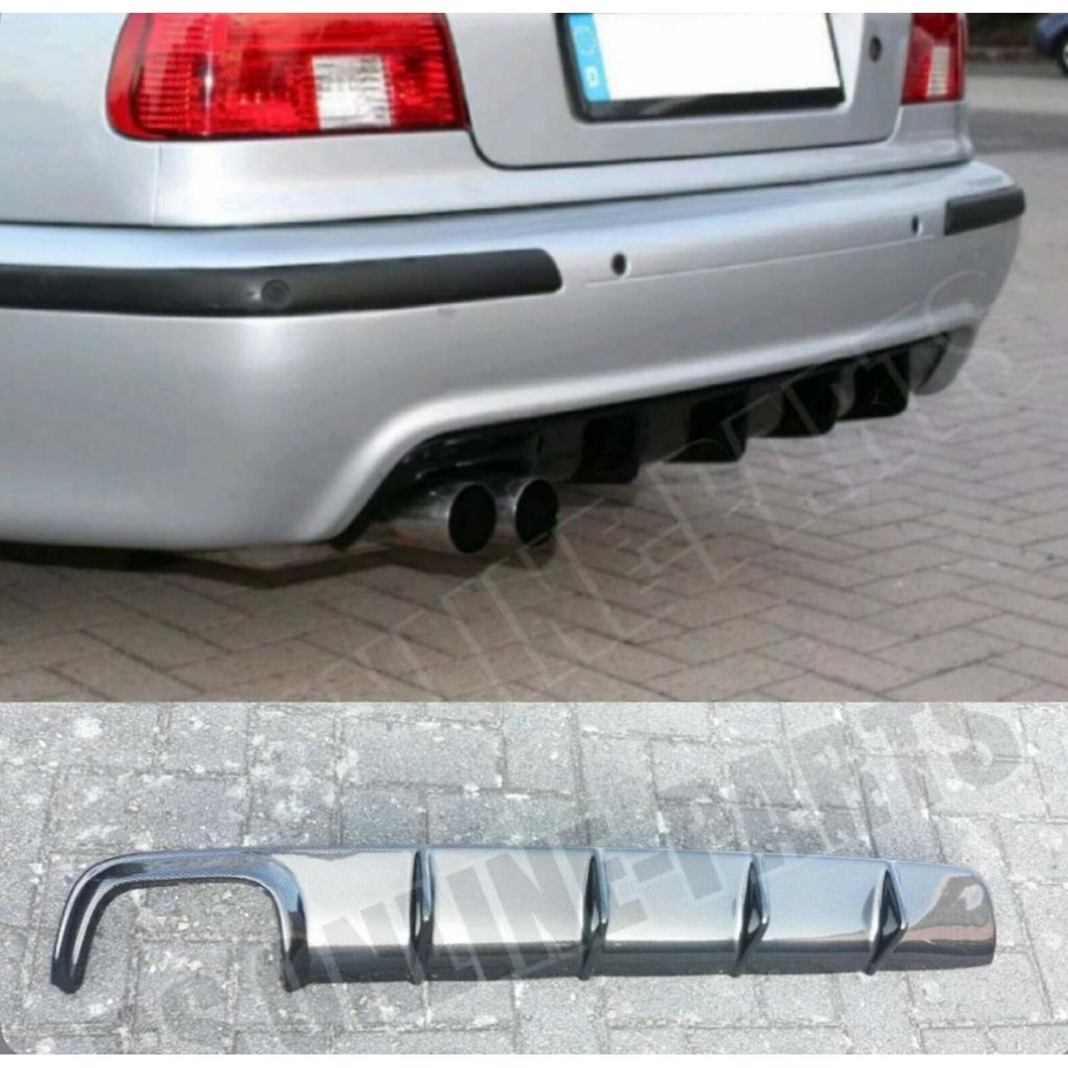 Единичен оребрен дифузьор за BMW E39 черен пиано лак