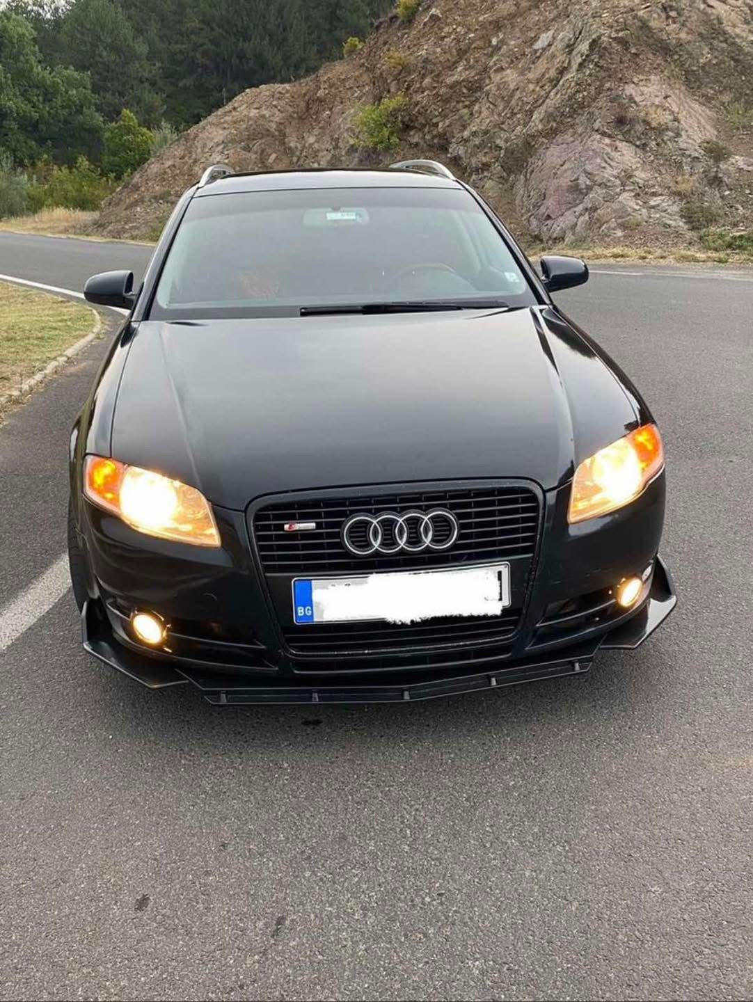 Преден лип спойлер / нож / добавка за броня за Audi A4 B7 черен пиано лак