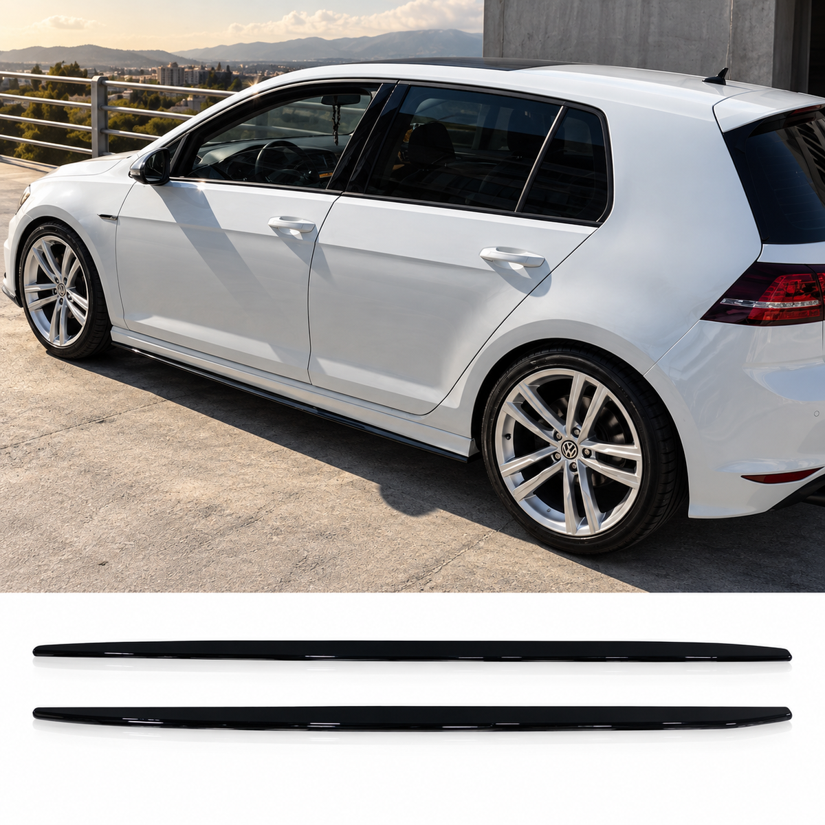 Добавки за прагове за Golf 7 Голф 7 Черен Пиано Лак!