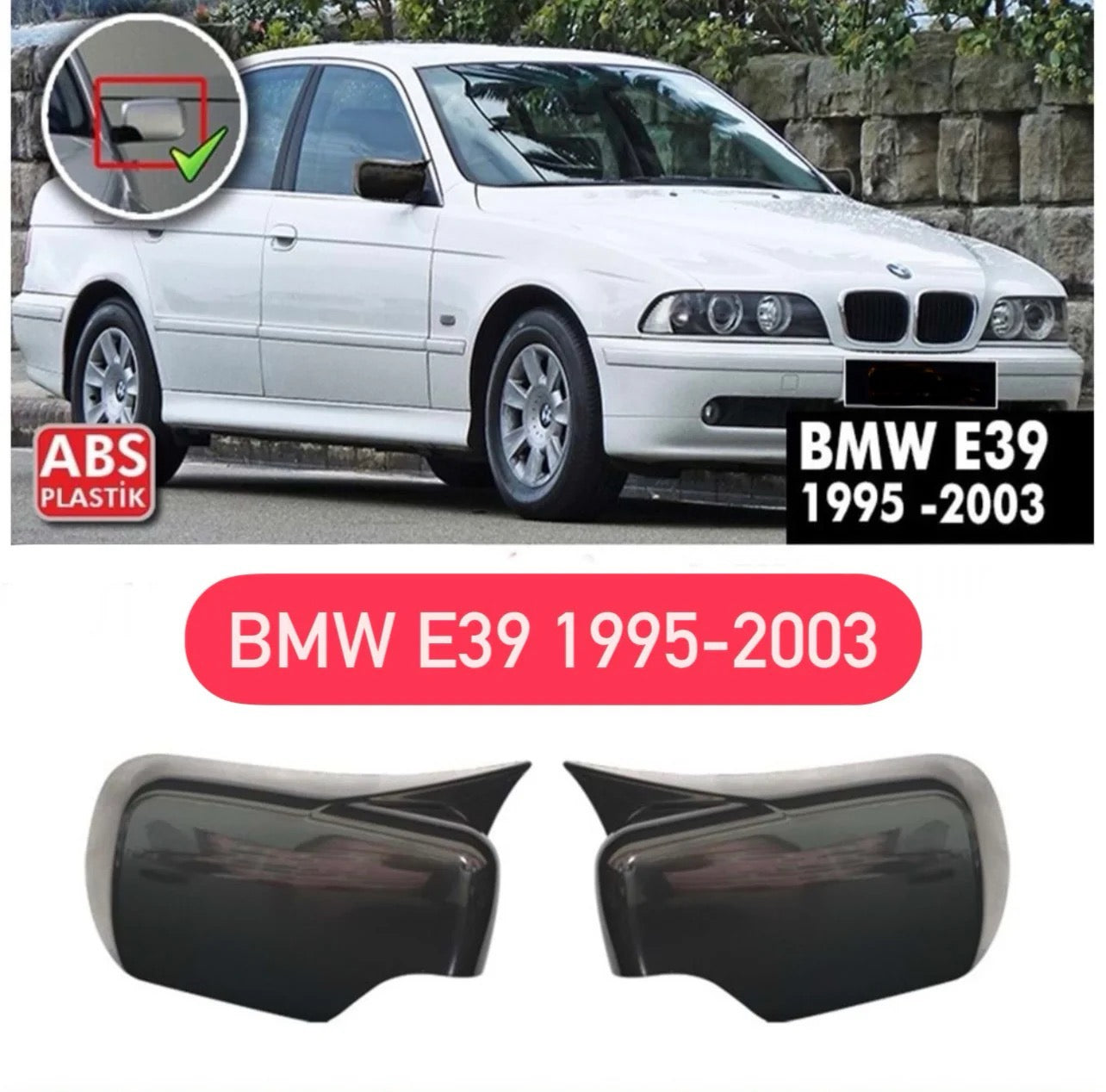 Капаци за огледала БАТМАН дизайн за BMW 5 серия E39 1995-2003 - черен пиано лак