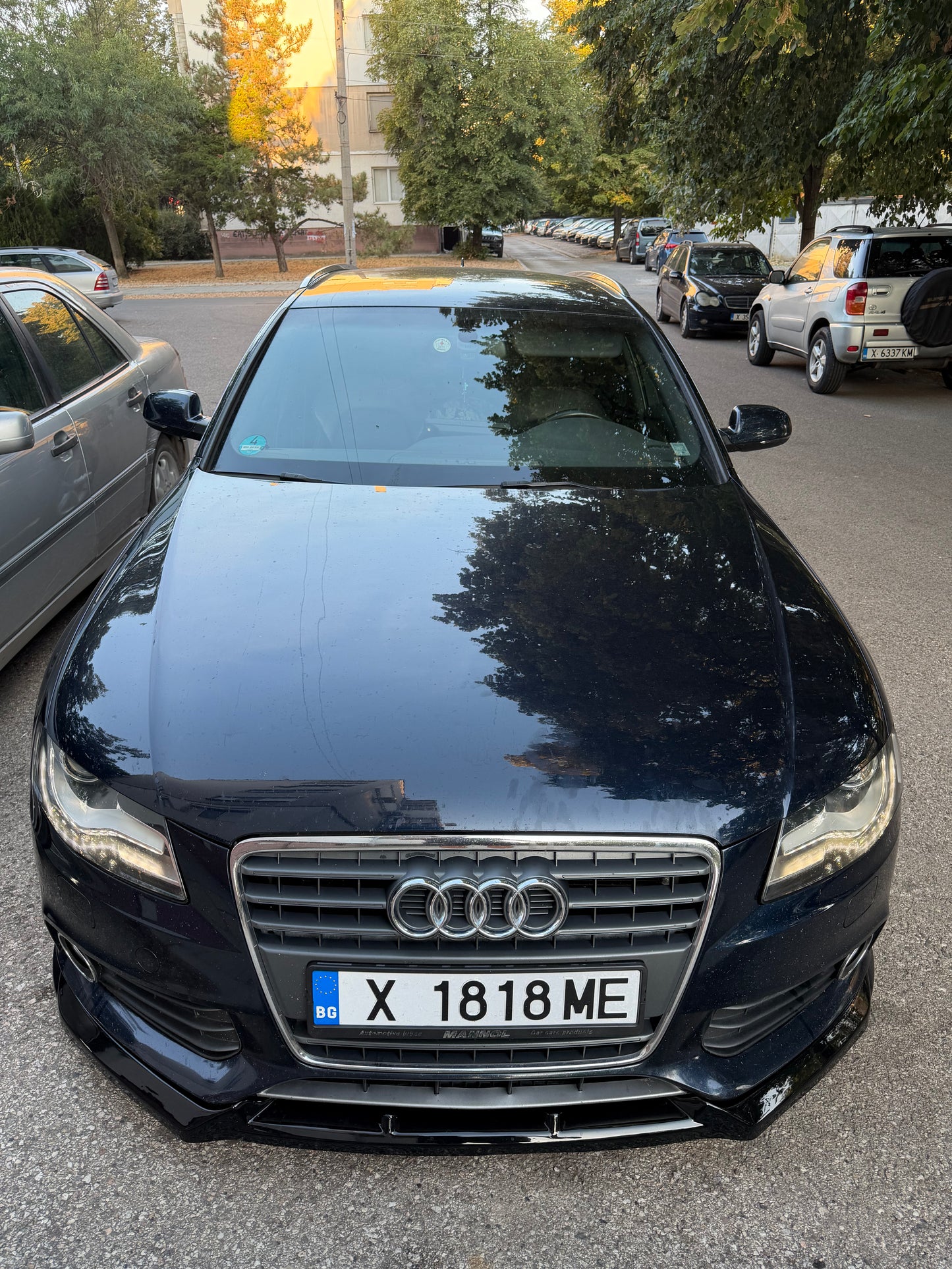 Преден спойлер за Audi A4 B8 Ауди А4 Б8 2008-2011 Черен Пиано Лак