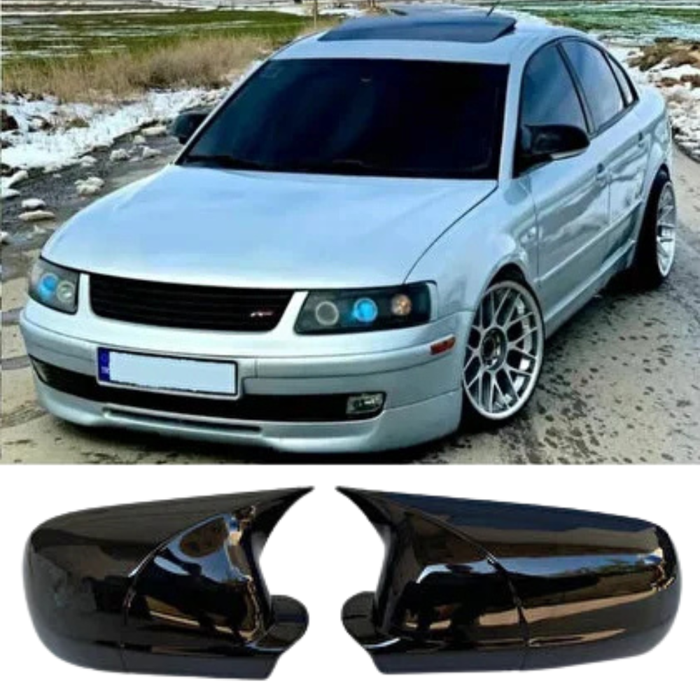 Капаци за огледала БАТМАН дизайн за VW PASSAT B5 / B5.5 - черен пиано лак