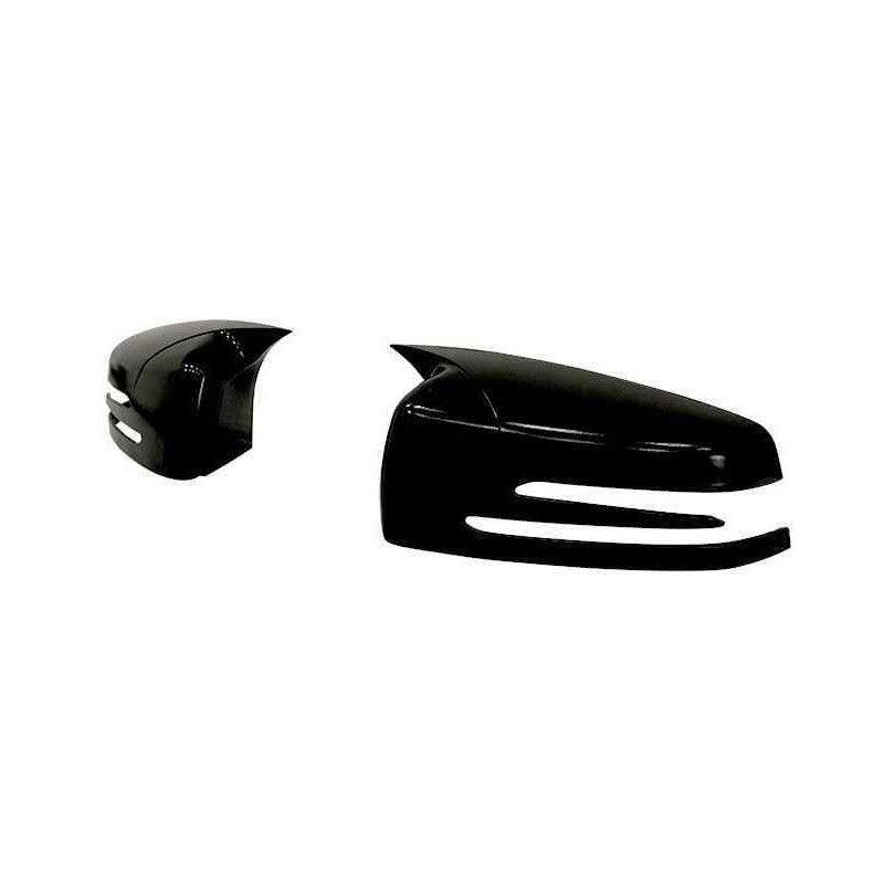 Капаци за огледала БАТМАН дизайн за Mercedes C class W204 2007-2014 - черен пиано лак