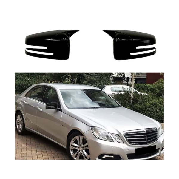 Капаци за огледала БАТМАН дизайн за Mercedes E class W212 2009-2016 - черен пиано лак
