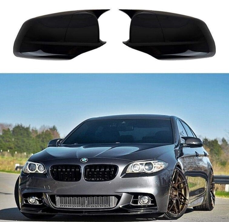 Капаци за огледала БАТМАН дизайн за BMW 5 серия F10 2010-2013 - черен пиано лак