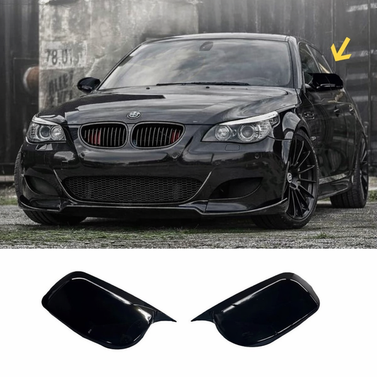 Капаци за огледала БАТМАН дизайн за BMW 5 серия E60 2003-2010 - черен пиано лак