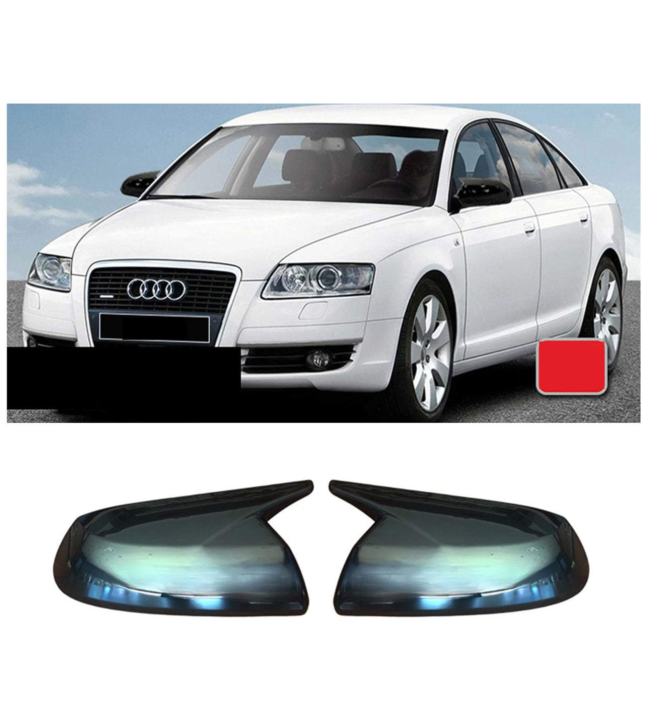 Капаци за огледала БАТМАН дизайн за AUDI A6 C6 2004-2011 - черен пиано лак