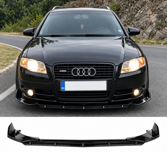 Преден лип спойлер нож за Audi A4 B7 Ауди А4 Б7 Макс стил Черен Лак