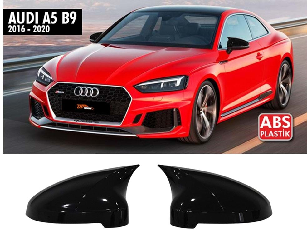Капаци за огледала Батман дизайн за Audi A5 2016-2021 черен пиано лак