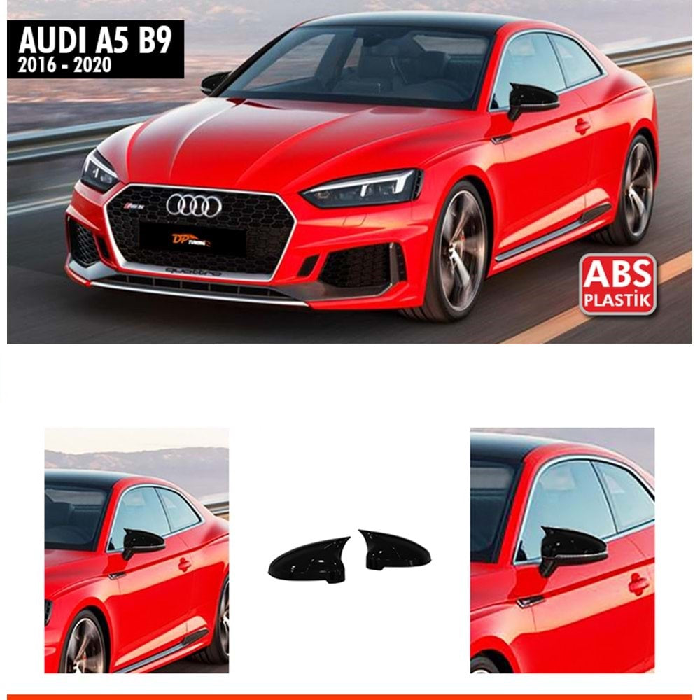 Капаци за огледала Батман дизайн за Audi A5 2016-2021 черен пиано лак