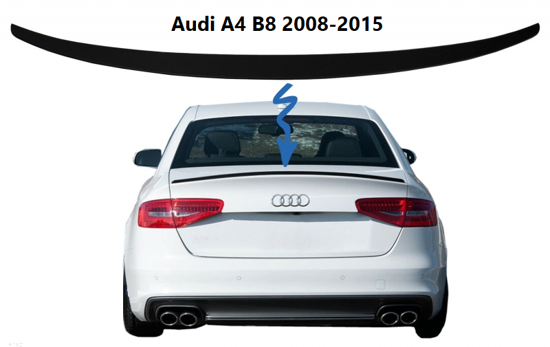 Спойлер за Audi A4 B8 / B8.5 2008-2015 Черен Пиано Лак Слим Стил