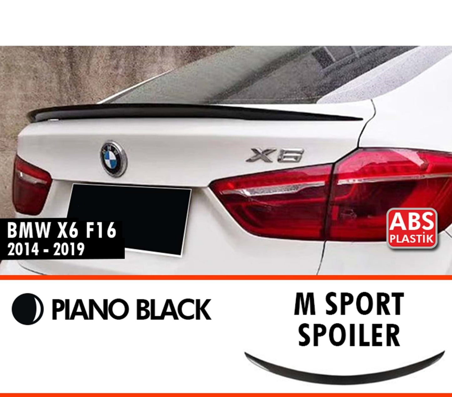 Спойлер за багажник за BMW X6 F16 / БМВ Х6 Ф16 2014-2019 Черен Пиано Лак